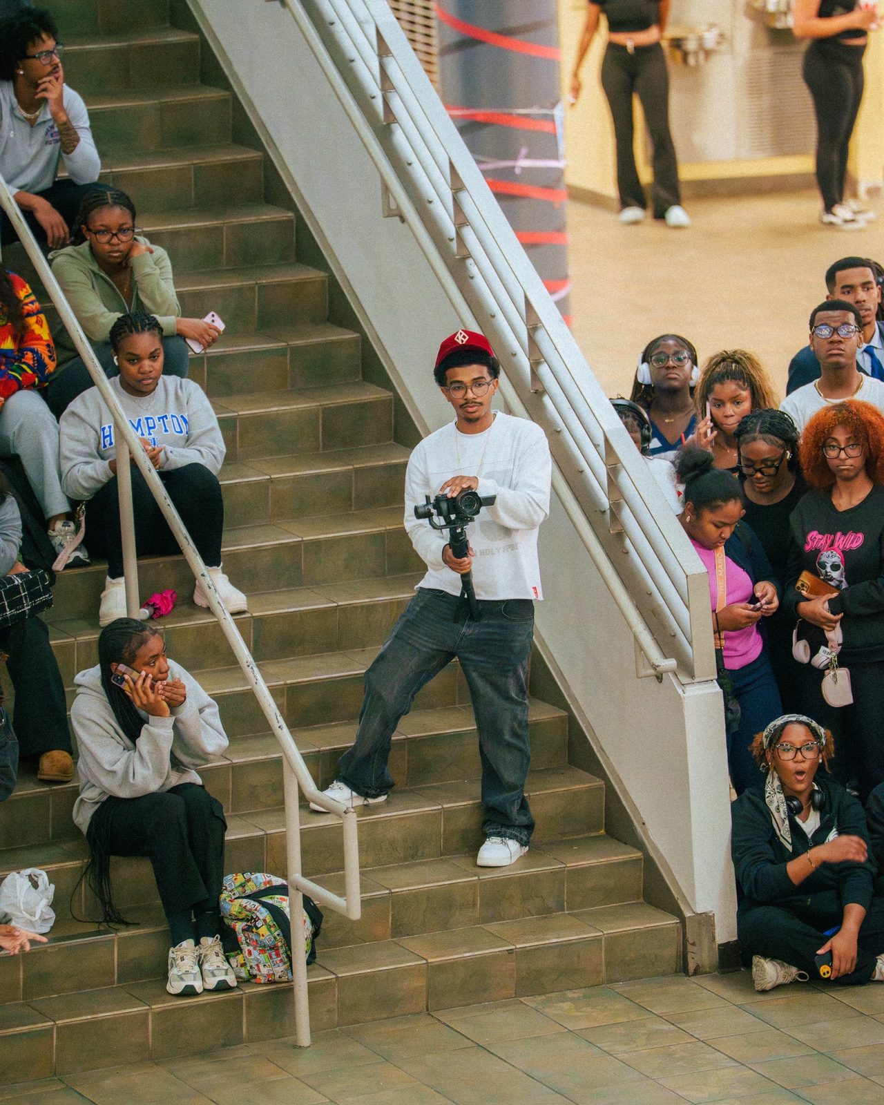Bryce Visionz on the stairs with camera rig